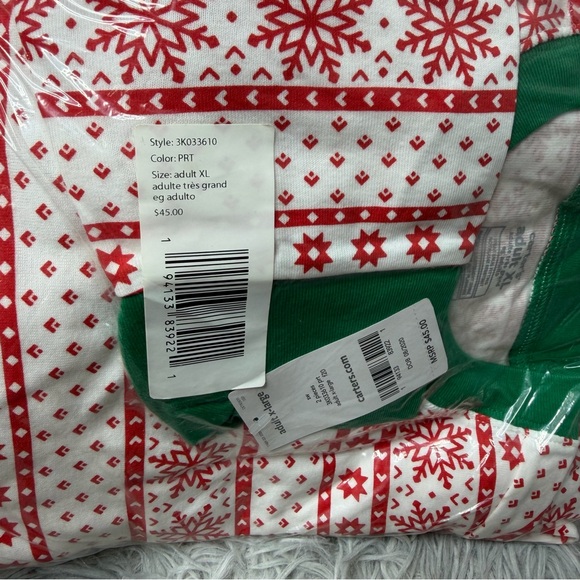 Carters Adult Pajamas XL Red White Snowflake Fair Isle Christmas PJ Set NWT - Picture 3 of 3